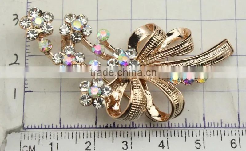 Color Rhinestone Flower Brooch Pins,Flower AB Rhinestone Brooch Pin For Dresses