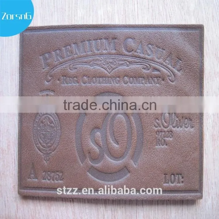 Brown Color Kids Garment Die Cut Leather Logo Patch