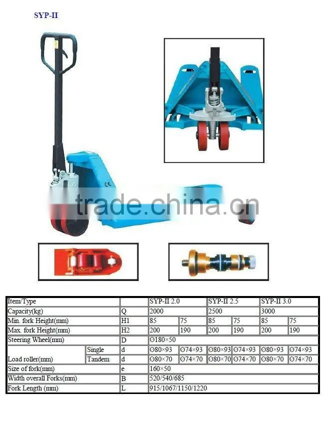 High Quality 2.5ton hydraulic pump hand pallet truck