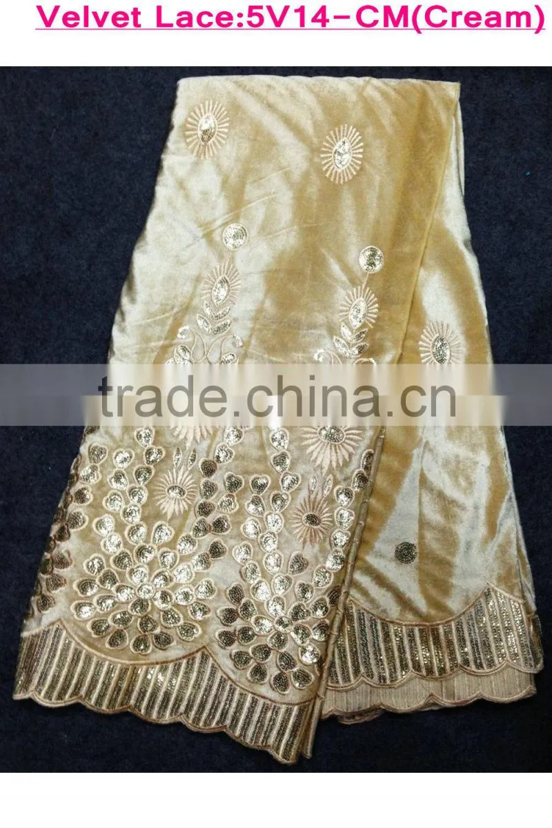 High quality Turkey Silk Velvet with elegant followers for party dress