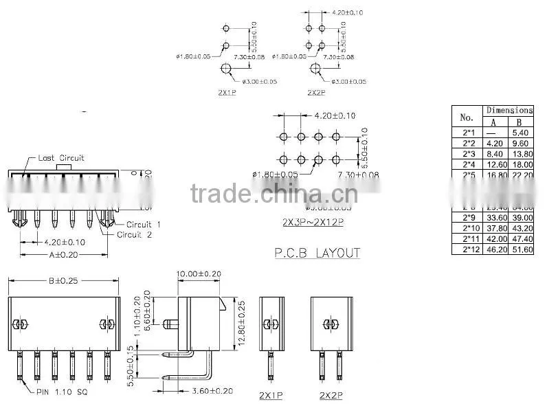 Pitch:4.20mm 90 Degree Wafer Connector dual Row Mini-Fit