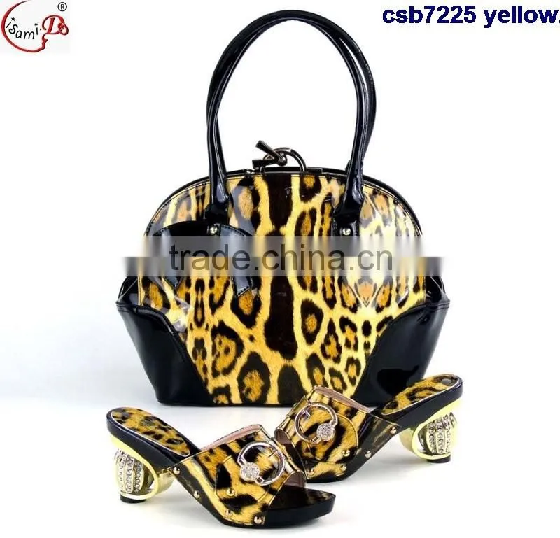 CSB7225 Top fashion latest fashion woman italy style high heel shoes and glitter bags
