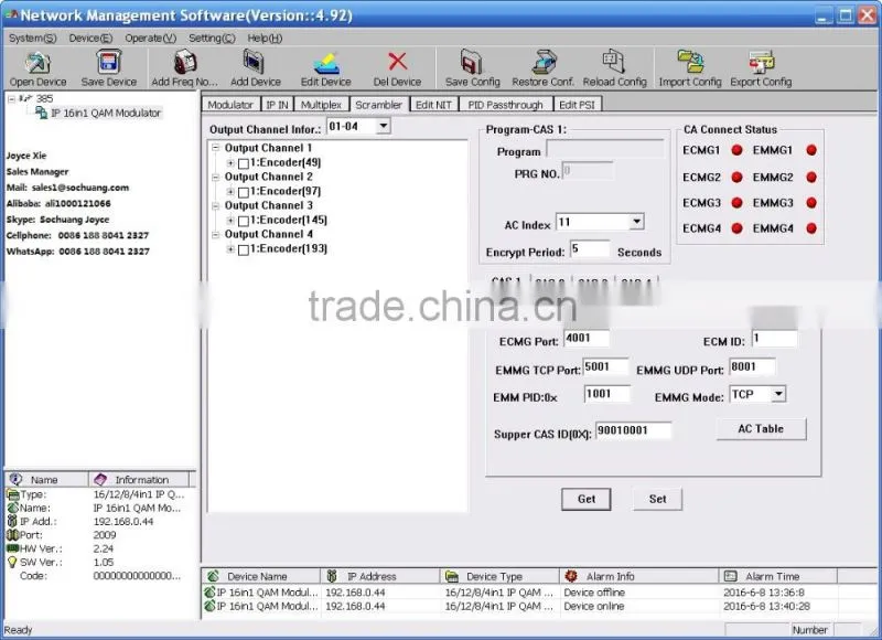 SC-4144 IP to QAM Modulator with MUX-Scrambler