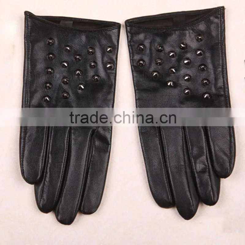 2016 lady protect hand sheepskin leather gloves with stups