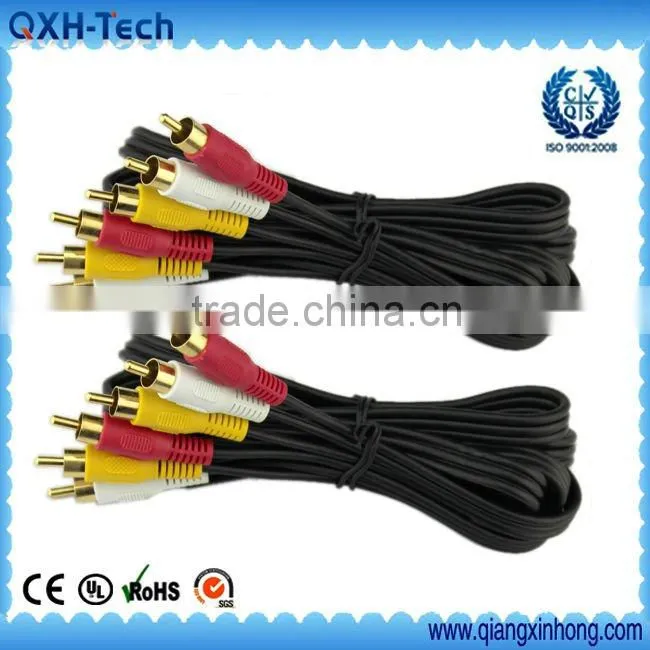 High Quality high speed Shell Shielding 3 RCA to 3 RCA Cable plug