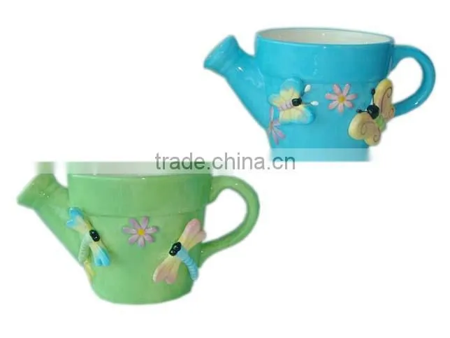 factory direct wholesale Ceramic Spring Teapot With Butterfly