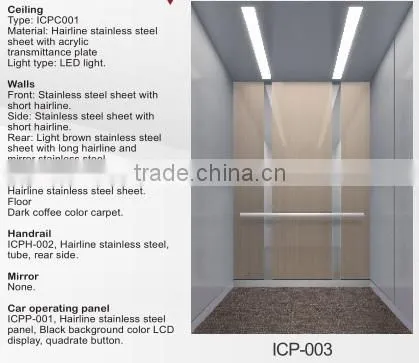 For 6 person elevator low cost and stainless steel passenger lift