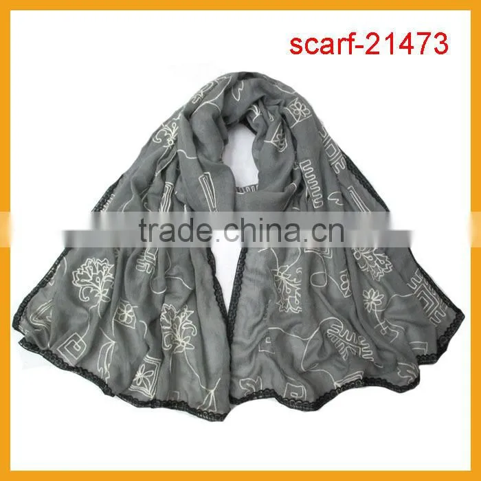 Wholesale plain polyester & ta embroidery scarf