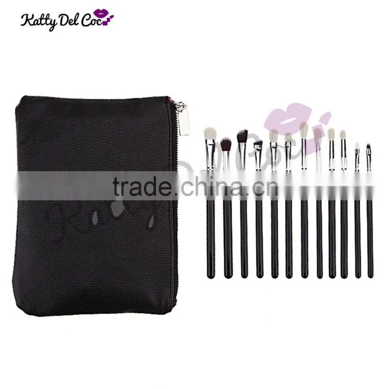 Fashion color Private label 12pcs professional makeup brush set,PU bag