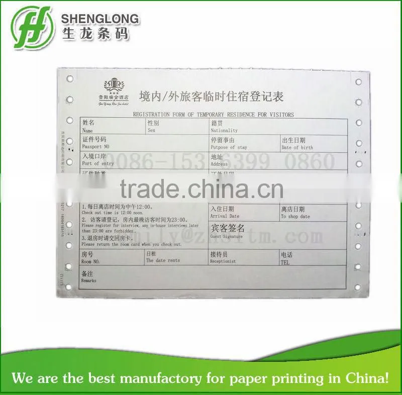 (PHOTO) registration form of temporary residence for visitors