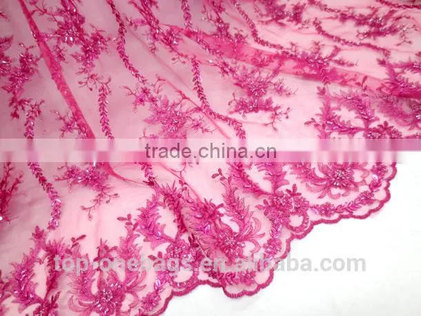 2014 french lace wholesale silk fabric/ chiffion fabric lace for wedding