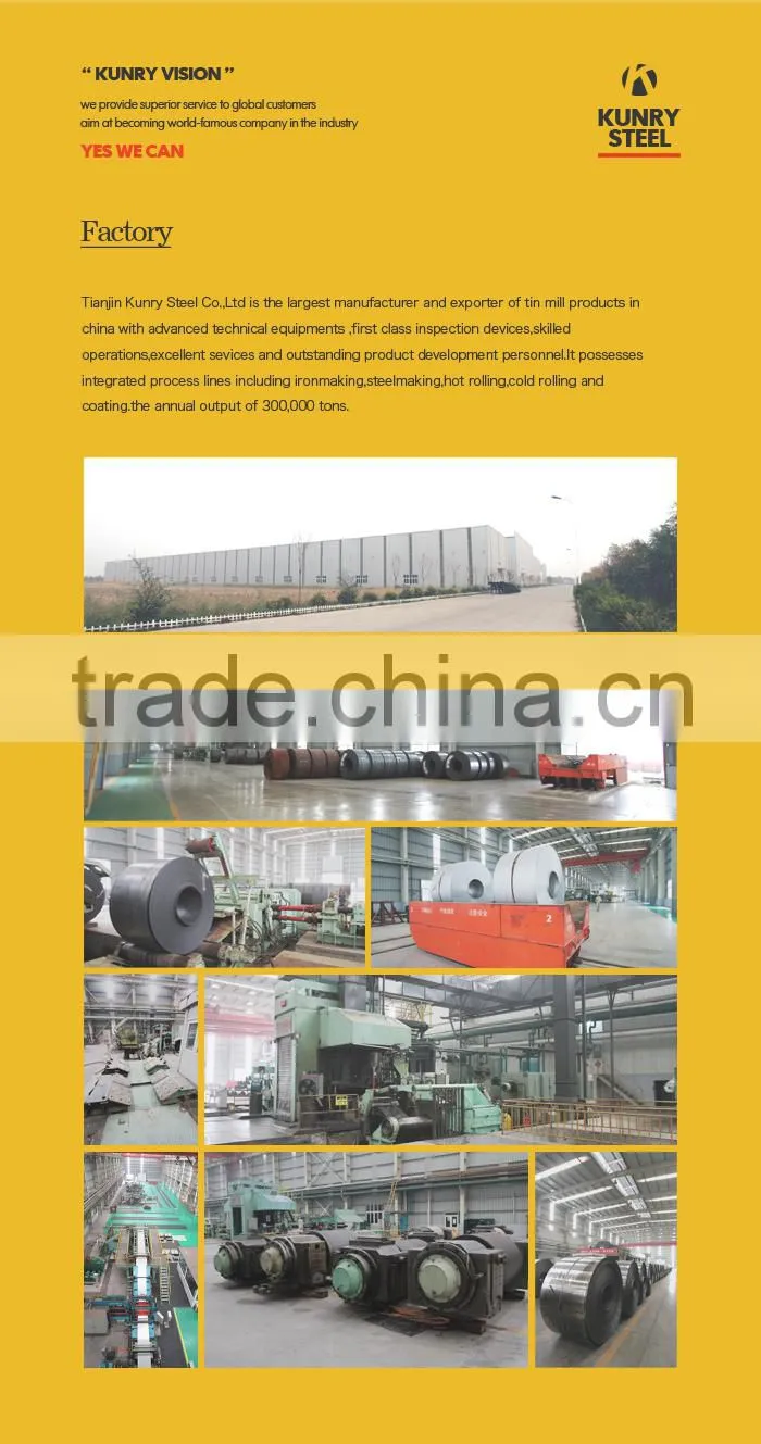 Supplier Kunry 2.8/5.6 g/m2 BA electrolytic Metal tinplate in prime quality