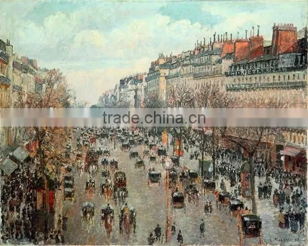 Beautiful Tempered Glass Paris Street Scene Oil Painting