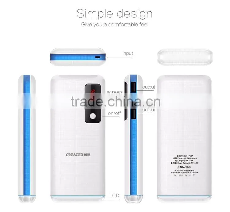 Personal design powerbank 3 USB port laptop powerbank 10000mah,guaranted real capacity, fast output charging with led light