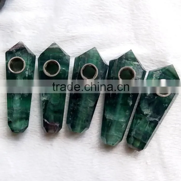 Natural green fluorite crystal quartz smoking pipes