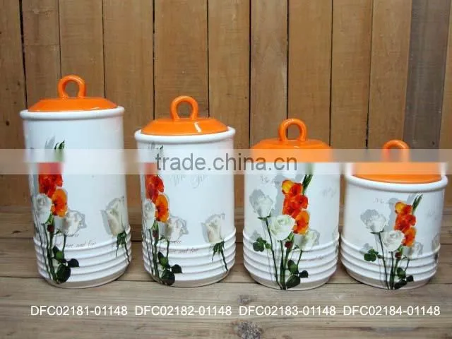 chinese ink decal ceramic kitchenware condiment set with Salt and pepper with tray set