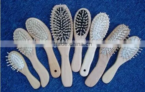 Wooden Hair no tangle brush Wood Bristles Spa Massage Head Massager