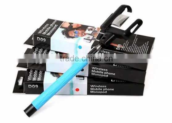 2016 popular fashion selfie stick for mobile phone D09 wireless monopod selfie stick with mirror