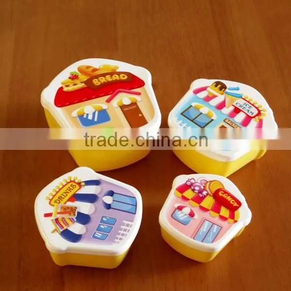 Gift Idea Cute Cartoon Kids Food Storage Container Set, set of 4