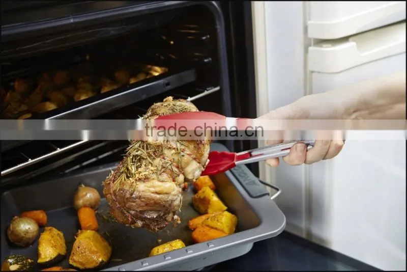 Durable Stainless Steel Silicone BBQ Tongs