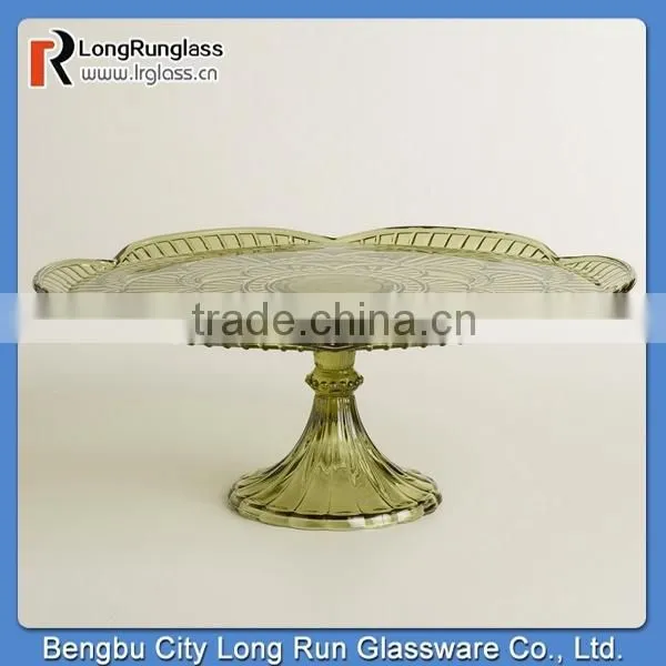 LongRun Top Selling Blue Glass Marcella Cake Stands Unique Design Glassware with OEM Design