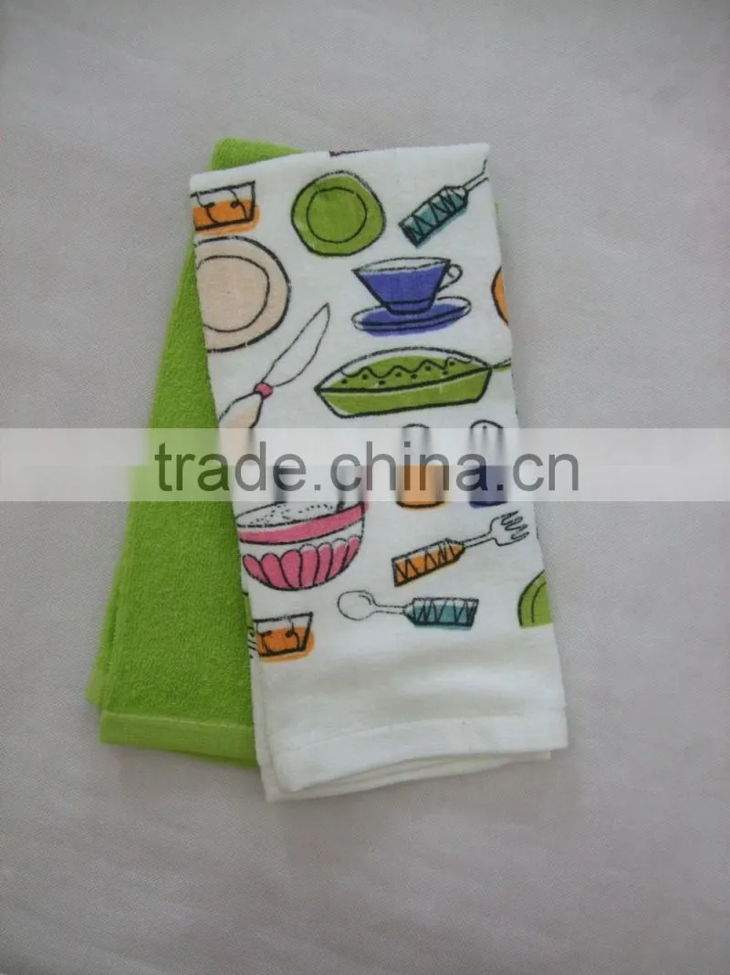 2pcs print kitchen towel cotton tea towel stocklot towel set softtextile home textiles