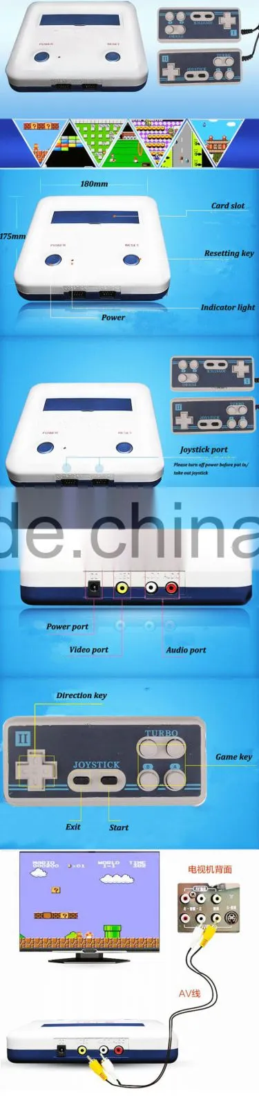 The cheapest video games console player TV cable two joysticks 8 bit FC games