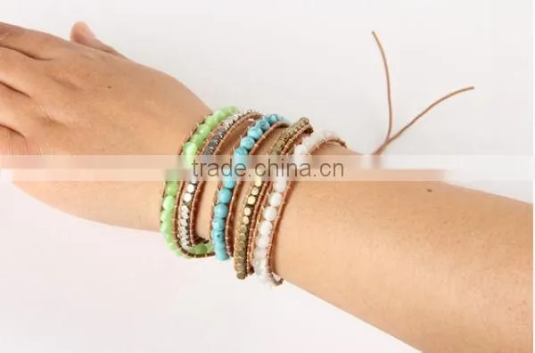 2014 Fashion Leather Brown Wide Clip Bracelet Wholesale