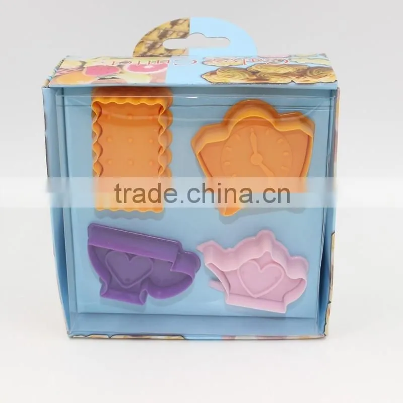 Spring press Cookie cutter type biscuit mold suit with TEA-TIME serious