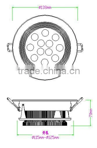 high quality ac90-265v 4 inch 12w dimmable cob led downlight
