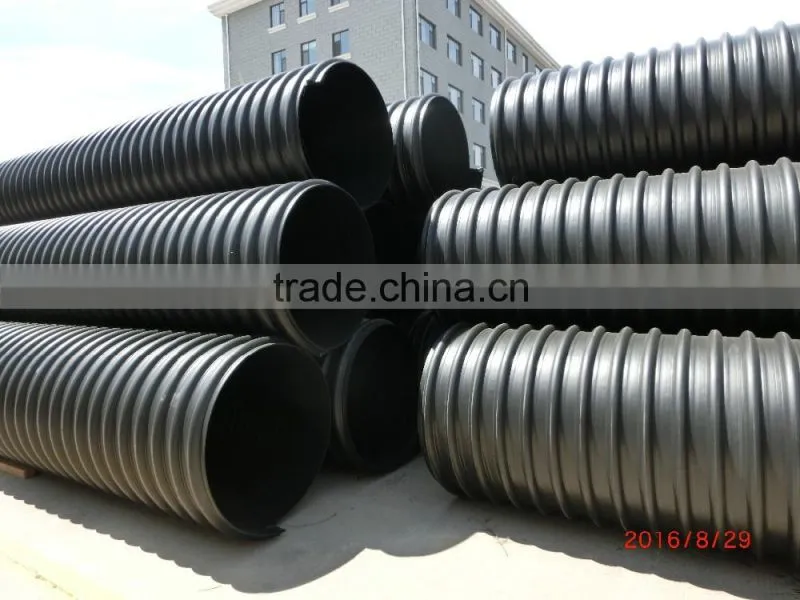 China manufacturer DN1000 HDPE Steel belt reinforced corrugated pipes