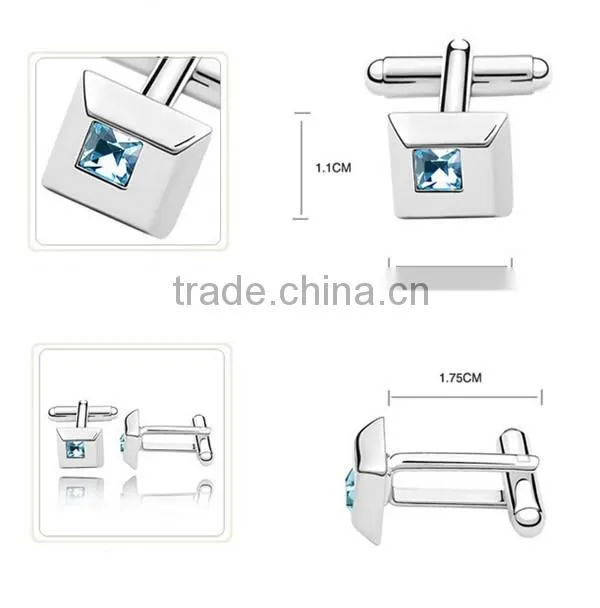 Fashionable metal copper silver square cufflinks diamond cuff link shirts for men