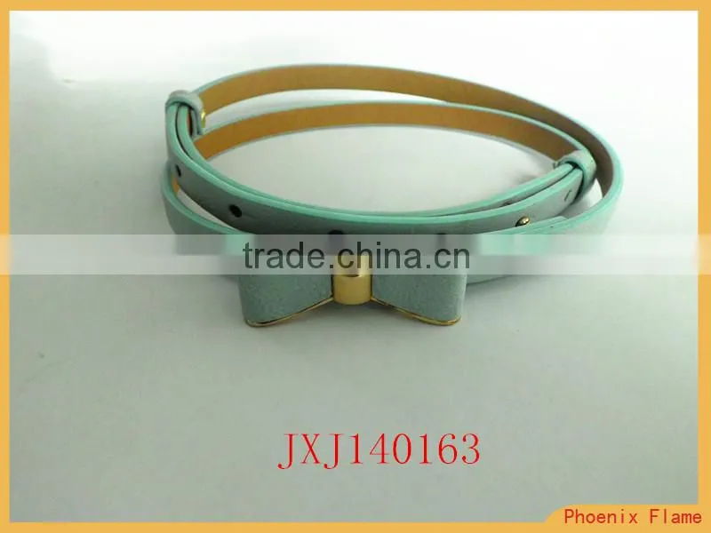 green pu belt with butterfly buckle with little metal