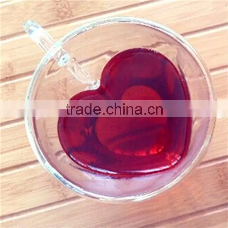 180ml/240ml creative Boronsilicon Heat resistant heart-shaped double wall glass tea cup,coffee cup