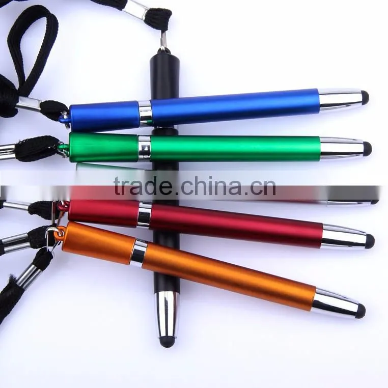 plastic stylus pen with neck rope hang neck pen with screen touch