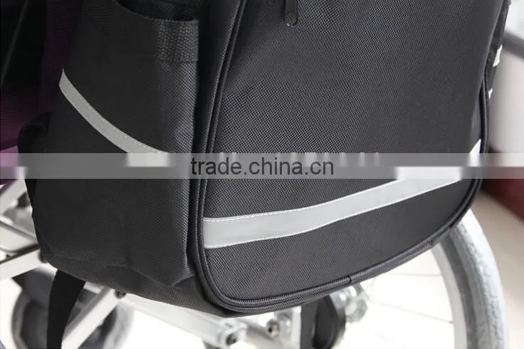 Large Storage Mesh Side Pocket Power Electric Wheel Chair Bag with Padded Loop Luxury Backpack Wheelchair Bag