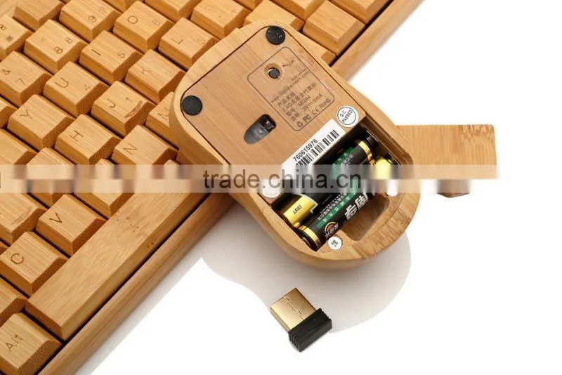 2.4GHz wireless bamboo keyboard and mouse waterproof keyboard+ wireless mouse