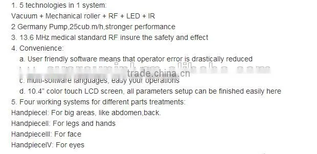 2016 On sale Vaccum roller Vela RF Shape body contour and weight loss slim Body fat removal Slim machine M10 eversun factory