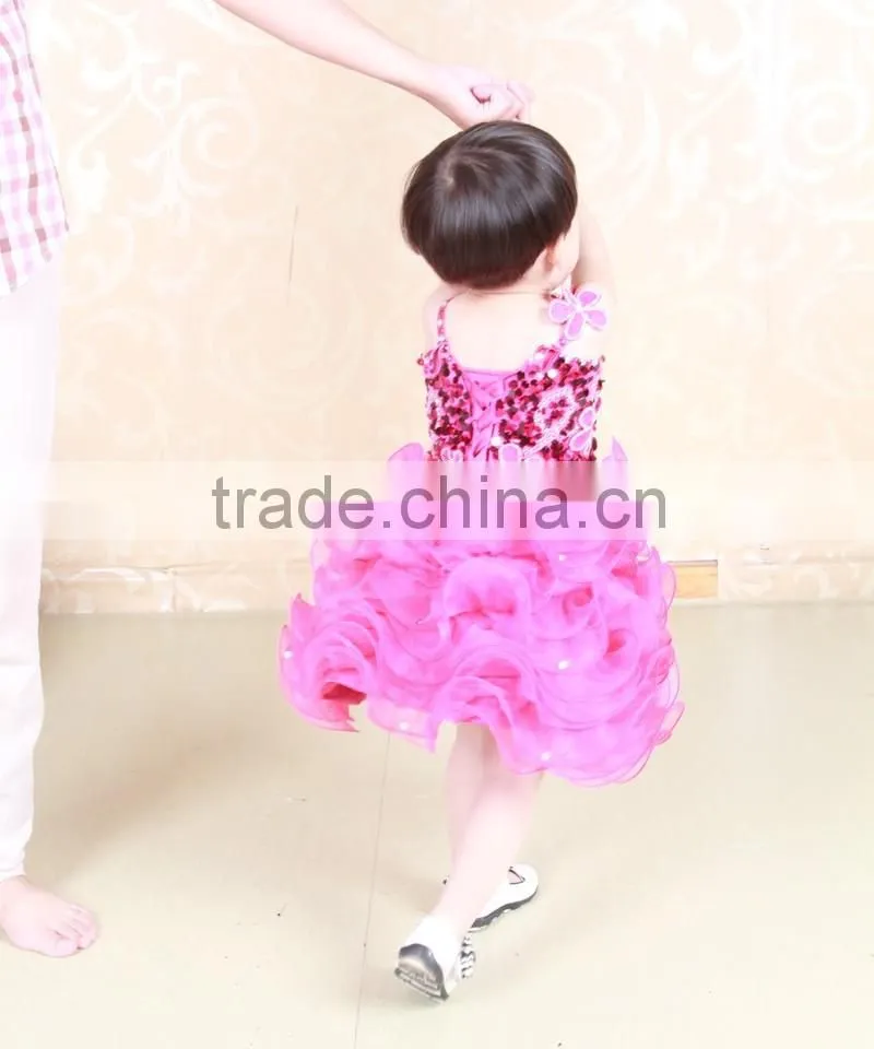 FG6 Real Sample Pictures Puffy Tulle Skirt Gold Flower Baby Girls Long Children Wedding Dresses