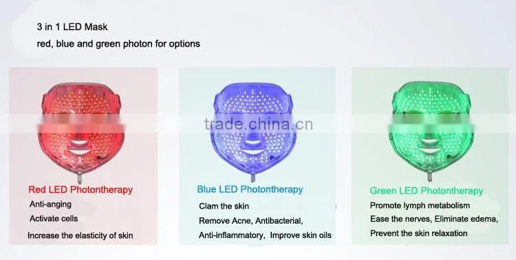 PDT led beauty light mask facial mask for skin rejuvenation equipment skin mask Photon mask 3 Colors Lights for home use