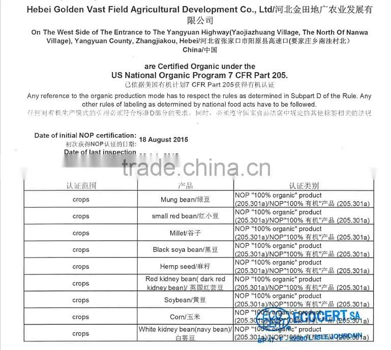 Good manufacture of raw buckwheat kernel crop 2016