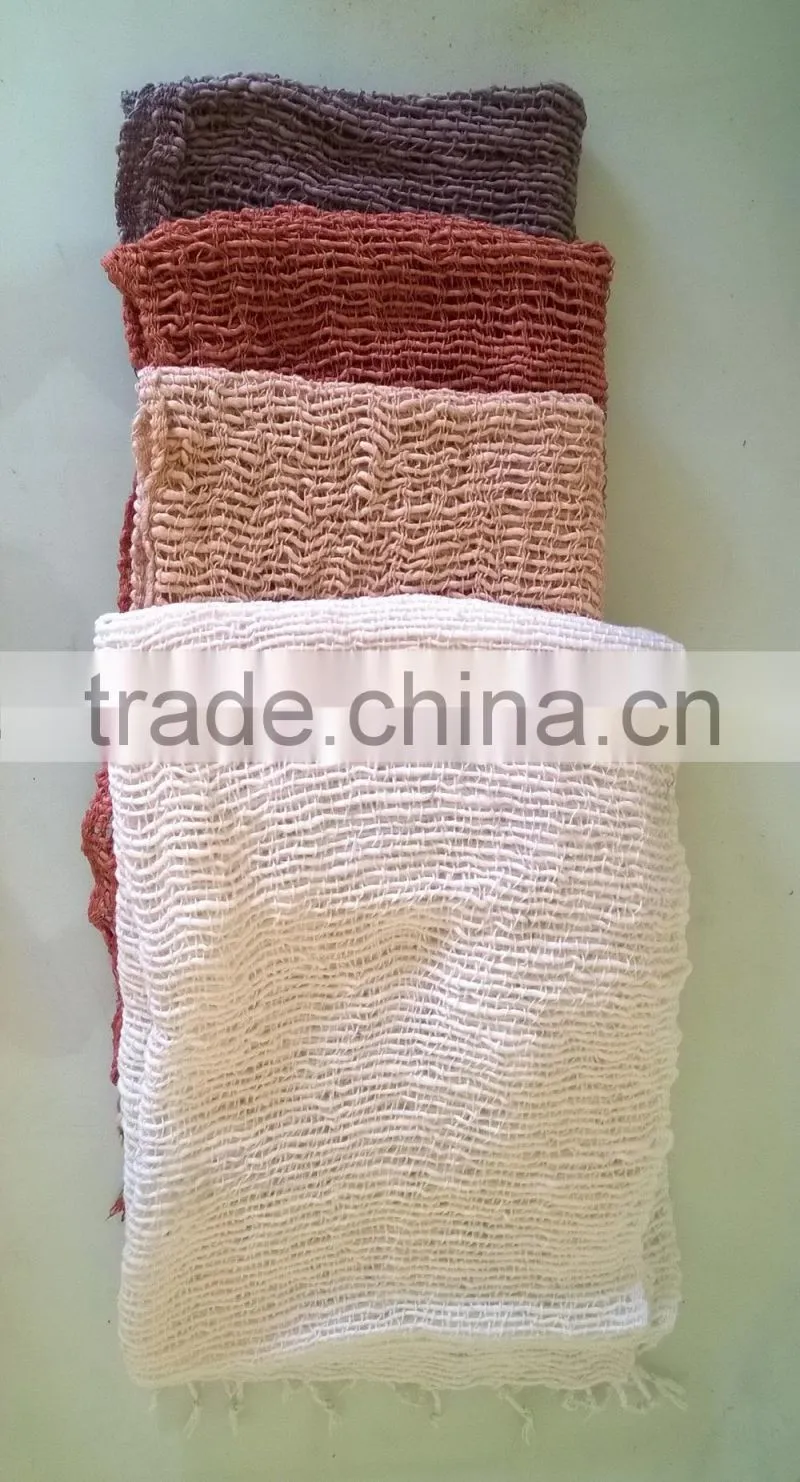 Beige Scarf and Shawl Genuine Naturally Dyed Colour Handmade Handcraft Weaving Scarfs & Shawls from Thailand