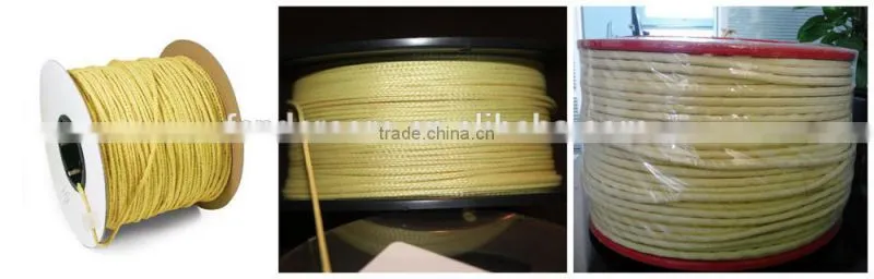 10mm yellow Fireproof Kevlar fiber rope made in China factory