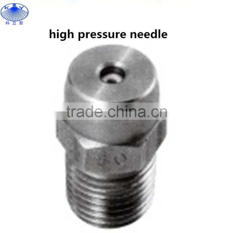 High pressure needle spray nozzle for papermaking