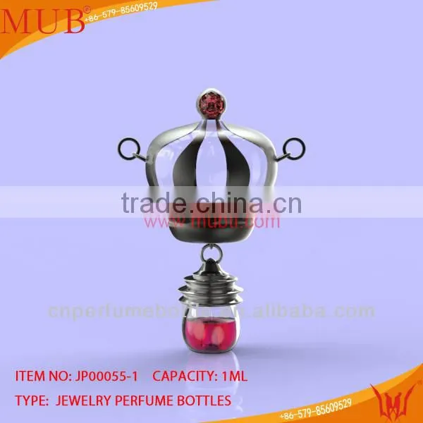 Beautiful crown perfume bottle pendant jewelry necklace wholesale on Alibaba