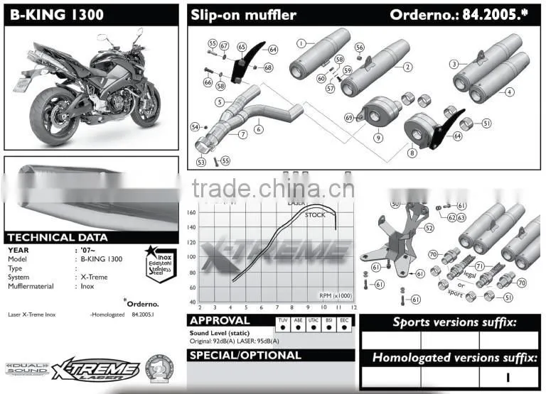 For SUZUKI B-KING 2008- SM Motorcycle Exhaust Pipe LASER "X-treme" Exhaust System