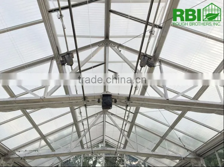 Aluminum frame Glass Greenhouse PC greenhouse with aluminum structure single span with automatic ventilation greenhouse