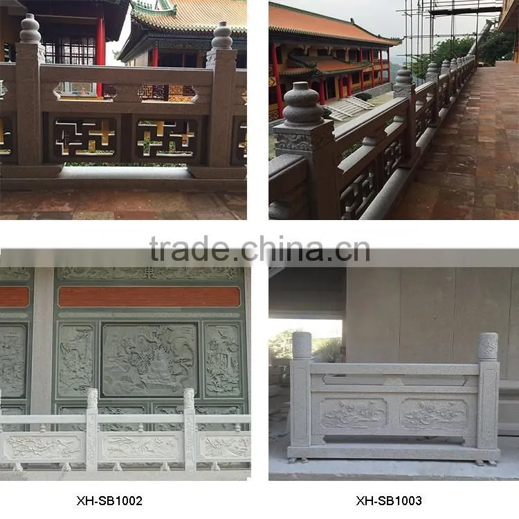 Natural carved white stone columns and stone balustrade