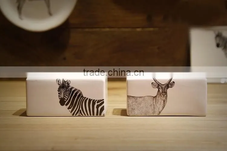high quality zebra and beer rectangle ceramic candle holder
