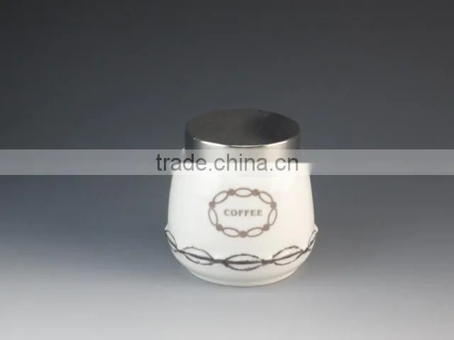 white ceramics/porcelain type canister set with lid AB grade eco-friendly